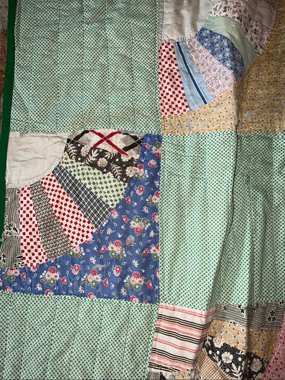 Antique quilt handmade patchwork 70” x 80”